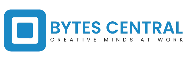 Bytes Central logo with blue icon and brand name representing creative digital solutions