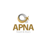 Apna Travel & Tours logo with a gold and silver swirl icon featuring a star accent