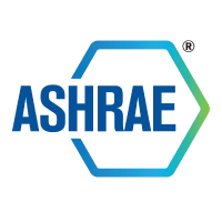 ASHRAE logo with blue and green hexagon icon on white background