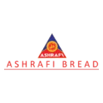 Ashrafi Bread logo with a blue triangle emblem and orange circular badge design