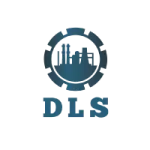 DLS logo featuring an industrial factory icon inside a gear, representing engineering services