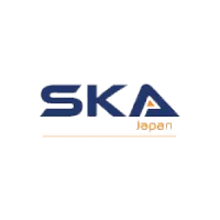 SKA Japan logo with navy blue text and orange underline on white background