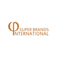 Super Brands International logo in orange text with stylized emblem on white background
