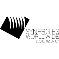 Synergies logo in black featuring a geometric design representing the Synergies World brand identity.