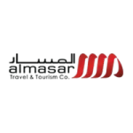 Al Masar Travel & Tourism Co. logo with Arabic script and red wave design elements