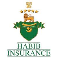 Habib Insurance logo featuring green shield crest with gold lion and star emblem