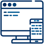New mobile web app icon showing a desktop monitor and smartphone, representing responsive web and mobile app development.